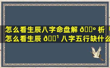 怎么看生辰八字命盘解 🐺 析「怎么看生辰 🌹 八字五行缺什么」